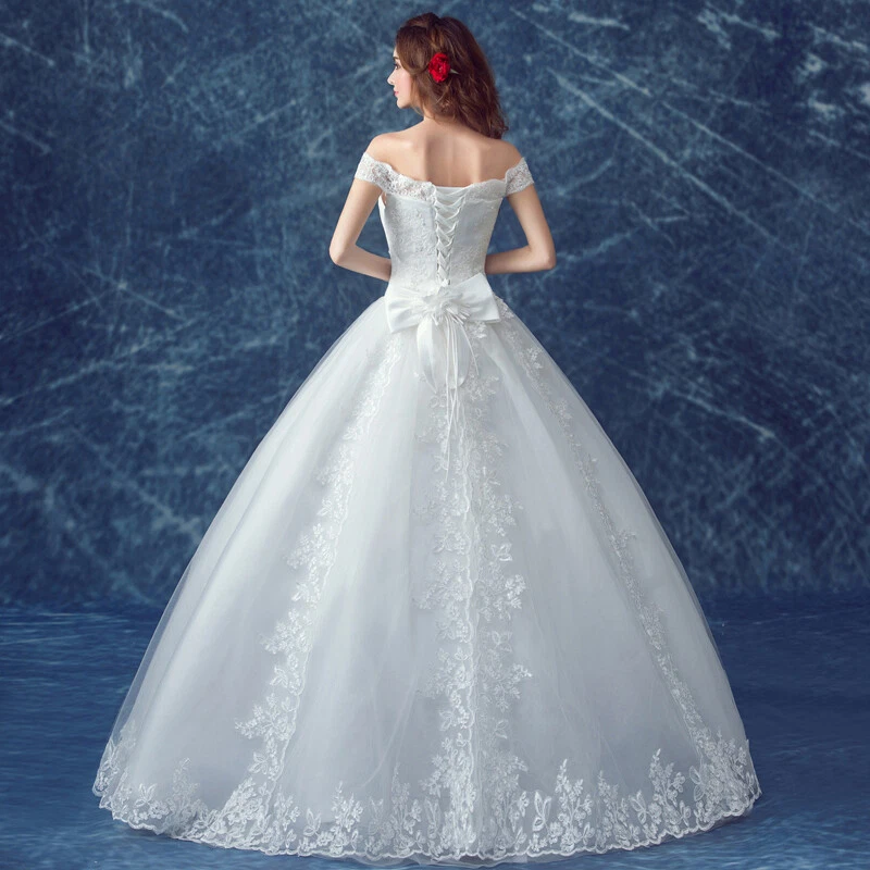 Sexy Vestido de Fiesta Para Mujer Funda Fuera del Hombro Manga Corta Encaje Desorden Hasta el Suelo Foto 2 de 4