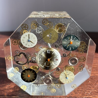 MCM Acrylic Lucite Exploding Watch Sculpture Pierre Giraudon era Resin Hamilton