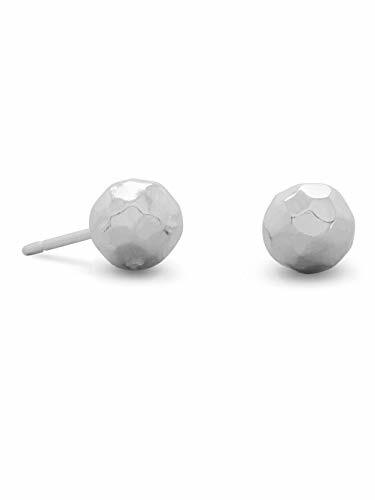 Ball Post Stud Earrings Polished Hammered Sterling Silver - 6mm - Picture 1 of 2