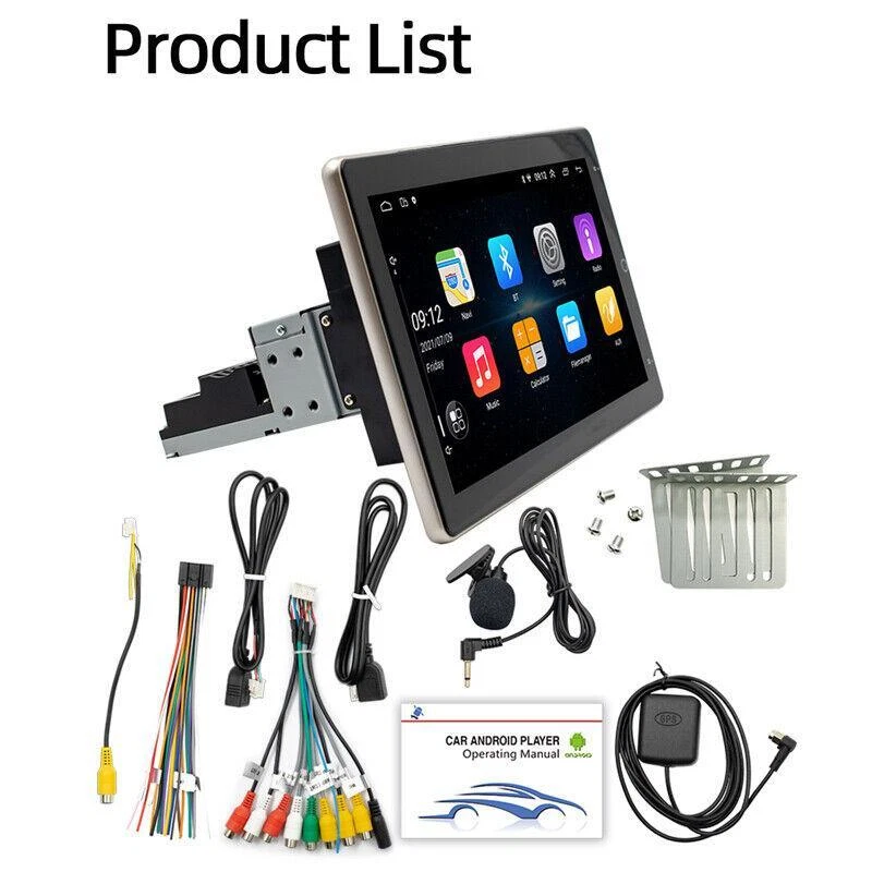 360° Rotatable Touchscreen Radio 10.1" Car Stereo w/Bluetooth 1DIN GPS Navi WiFi — 第 3/4 张图片