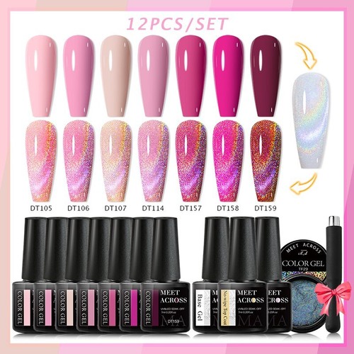 Green Purple Nail Gel Polish Set Kit Soak Off UV LED Gel Nail Art Varnishes - Picture 2 of 49