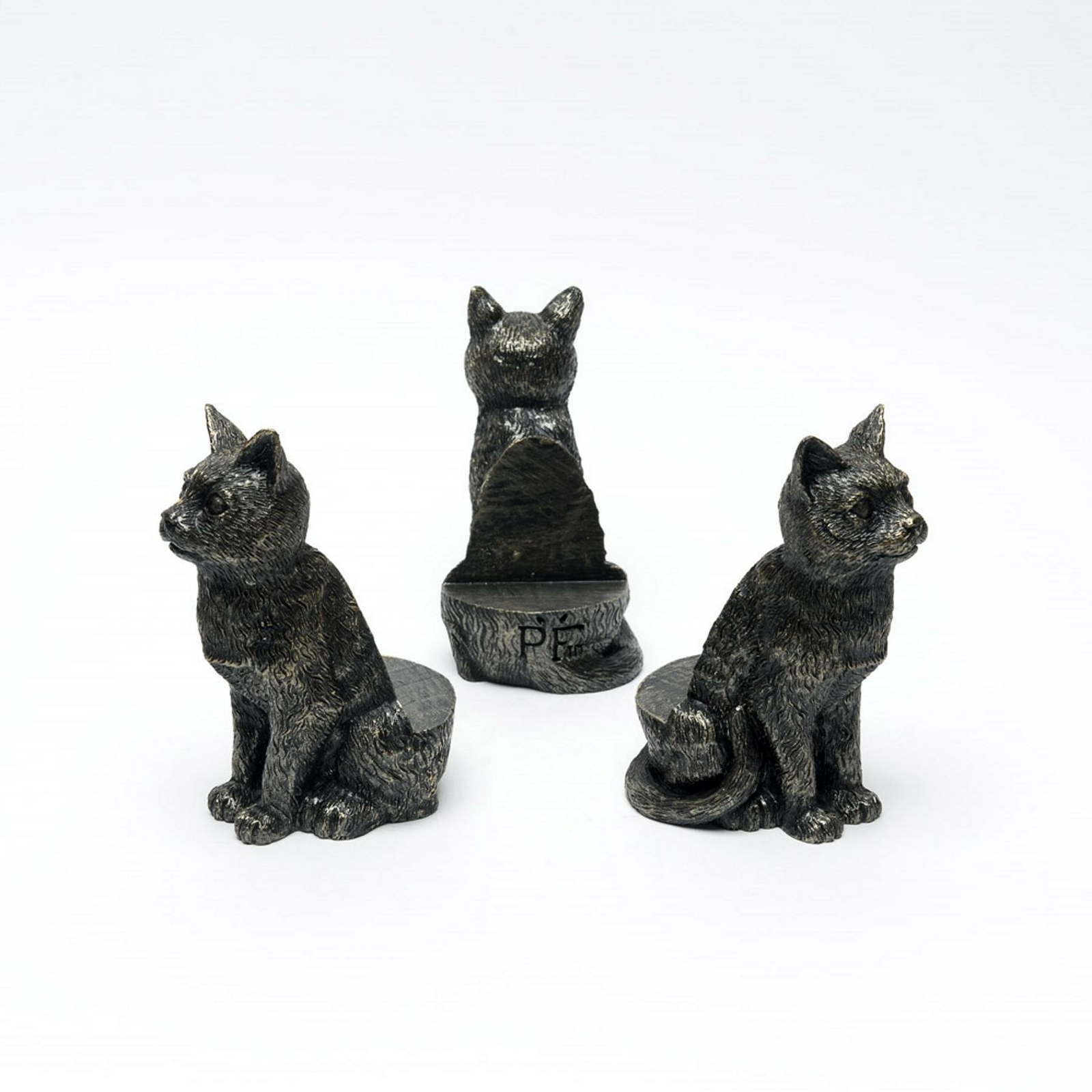 Potty Feet Sitting Cat Trio Set Of 3 Polyresin Bronze Colour Plant Pot Ornament
