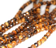 6MM YELLOW TIGER EYE GEMSTONE GRADE A FACETED ROUND LOOSE BEADS 16inch