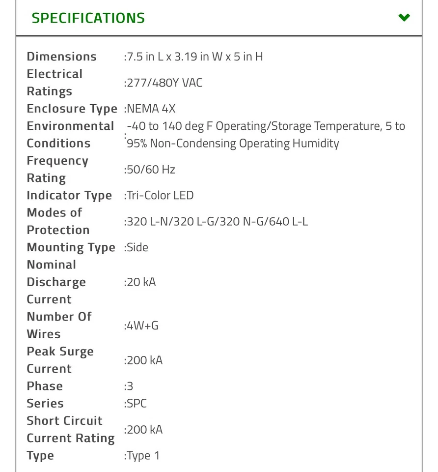 Dispositivo de protección contra sobretensiones de CA (SPC200480Y1P) Foto 2 de 2