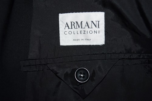 Armani Collezioni Blazer 44L Black Wool 3 Button Ventless Patch Pocket Italy EUC - Picture 8 of 8