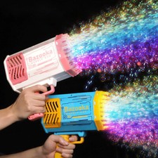 Bubble Gun Rocket 69 Holes Soap Bubbles Machine Gun Shape Automatic Blower With