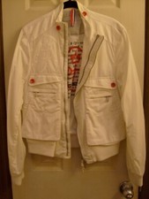 J.c. De Castelbajac White Cotton Lined Jacket-sz. Small