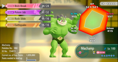 Pokemon Let's Go Pikachu/Eevee 6IV Max AV Shiny Machamp
