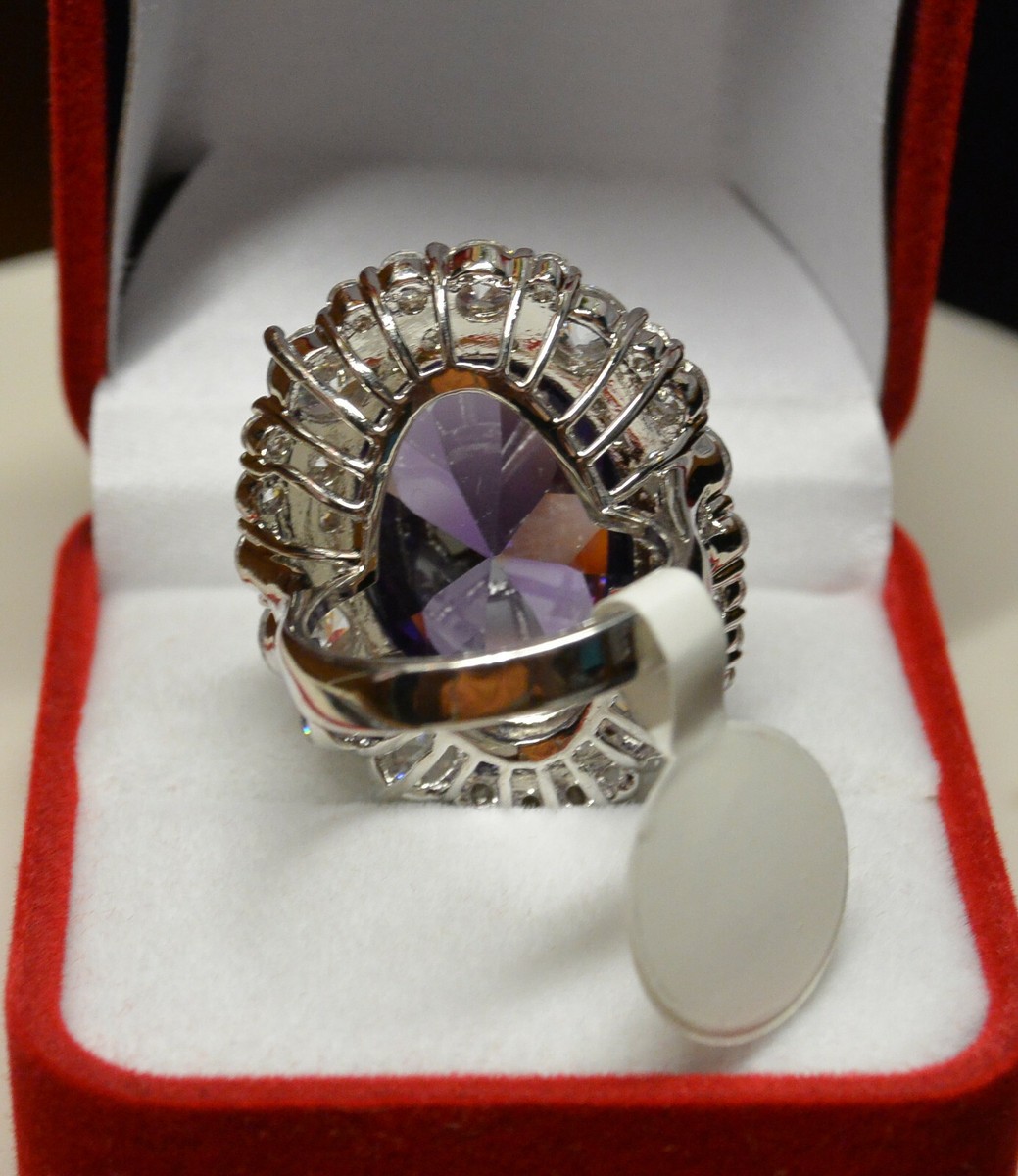 Bague T56 Fleur Marquise Améthyste Et Cz – Plaqué Or 18K 5 Microns – NATHEYS