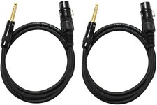 Audio2000's C06003P2 2-Pack 3ft XLR Female to Gold-Plated 1/4" TRS Cables-New