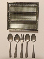 Antique Miniature Doll Dollhouse Silverware Cutlery  Tray Vintage Spoons  Fork