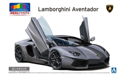 Lamborghini Aventador 2011 Gun Metallic vorlackiert 1:24 Modellbausatz AOSHIMA 06202