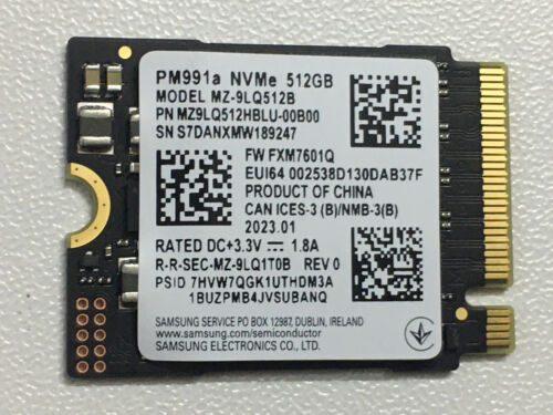 Samsung PM991a 512GB SSD M.2 2230 NVMe PCIe für Oberfläche Laptop Dampfdeck PC CFe - Bild 1 von 10