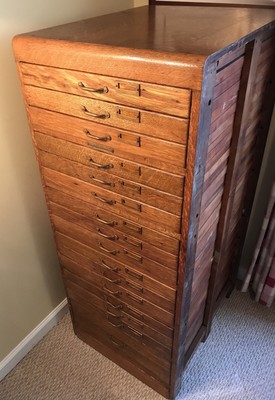 Library Bureau Sole Makers Oak Wood Flat File Document Map Cabinet 16 Drawers Ebay