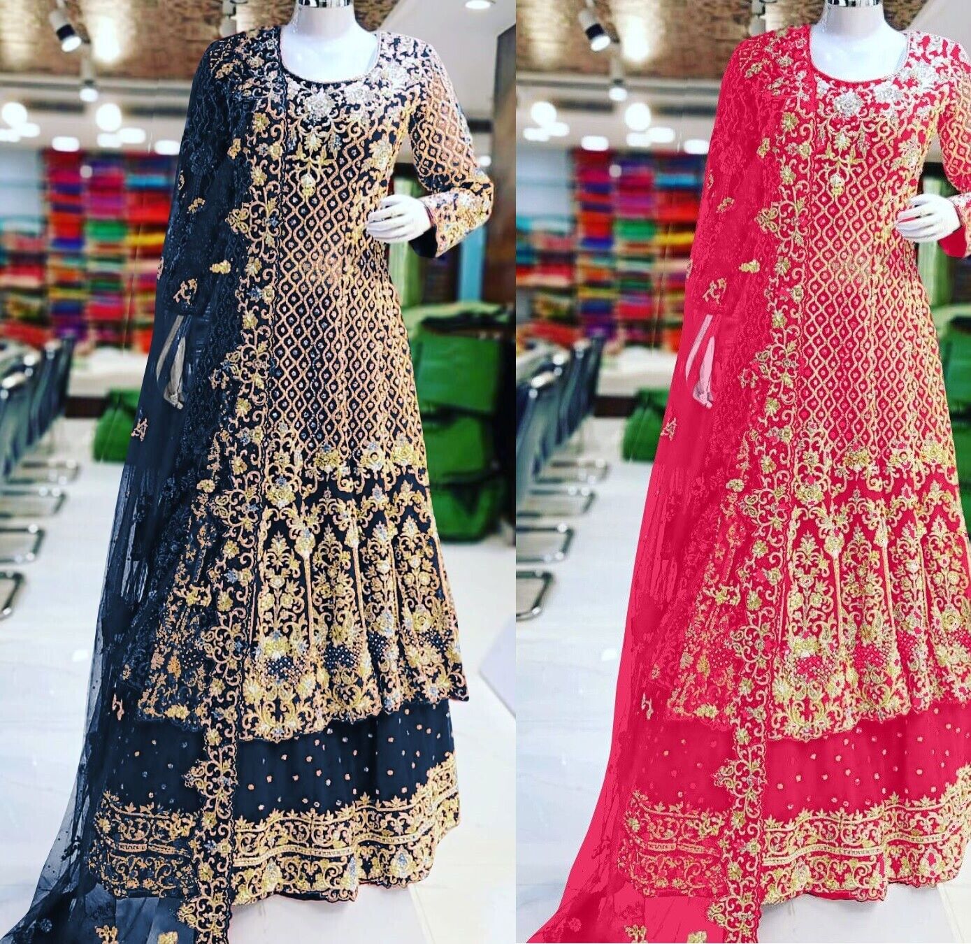 Pink And Blue Lacha Suit Lengha Choli Lehenga Lehanga Indian Sari ...