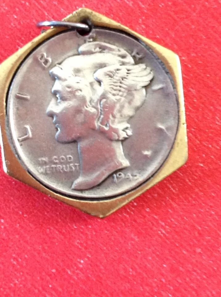  Silver Coin Mercury Dime Roosevelt 1945 1946 Key Date Necklace Good Luck Charm - Image 2 of 4