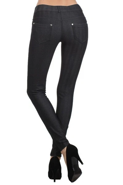 Jeggings para mujer Yelete espiga ajustados 5 bolsillos negros Foto 4 de 4