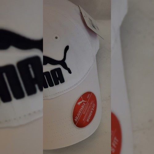 PUMA CAP WOMEN'S ADJUSTABLE 6 PANNELS OS WHITE EMBROIDERED BLACK LOGO - Picture 7 of 7
