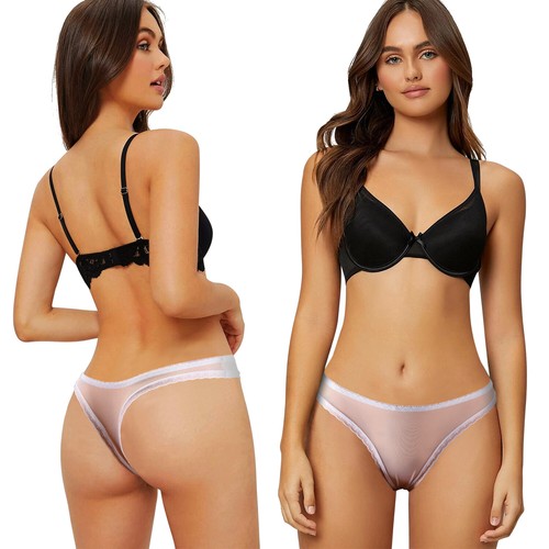 Women's Sexy Mesh Sheer Thong Ultra-thin Panties See-through Lingerie Panties - Picture 33 of 60