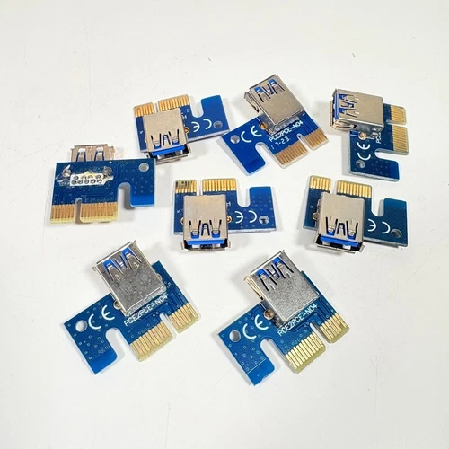 8 X Riser Card USB PCI-E 1X to 16X Graphics Extension Cable Adapter Card