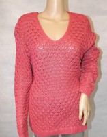 ★ Gina Laura ★ Xl 48/50 Rot Himbeer ~ Toller Pullover In Netzoptik ~ Langarm