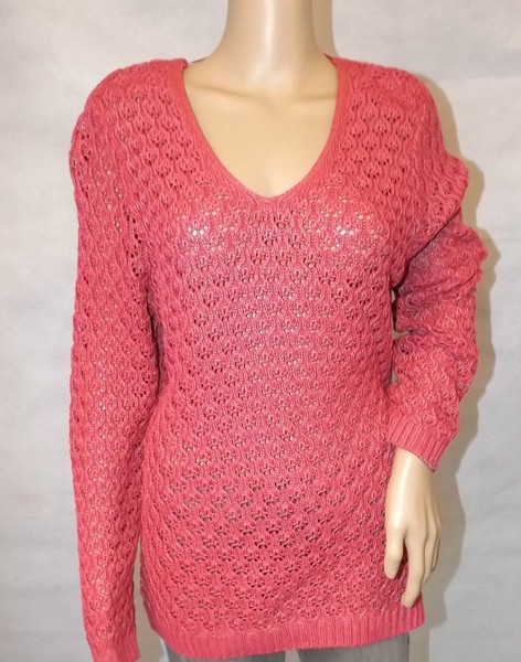 ★ Gina Laura ★ Xl 48/50 Rot Himbeer ~ Toller Pullover In Netzoptik ~ Langarm-image