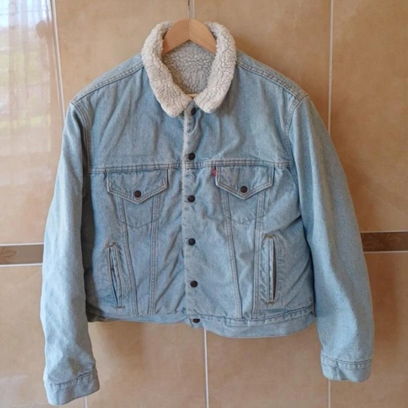 Men Levi's Jacket White Denim 38 / M / 46