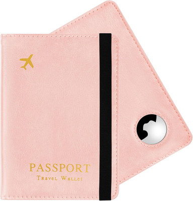 Reisepasshülle mit Airtag Halter, Kunstleder Passport Hülle, Passhülle RFID-Bloc