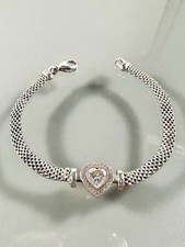 Vintage 925 Sterling Silver Italy Heart Cryst...