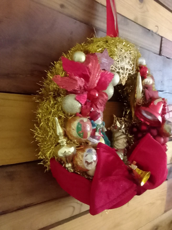 Handmade Christmas Wreaths,40cm approx Wall Or Door Decoration Recycled Material - Image 4 of 4