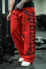 Mens Red Graphic Sweatpants Baggy Joggers Streetwear Wide Leg Gym Pants Size XL