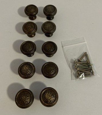 10 - BP53017 Hammered Weathered Rustic Brass 1 1/4'' Cabinet Knob Pull Amerock