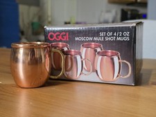 Oggi Copper Moscow Mule Shot Mug Set of 4 Bar Ware Set New Open Box
