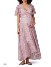 Hatch Pink Floral Maternity Dress Small Silk Cotton Blend Retails for $328