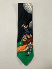 Looney Tunes Mania Men's Necktie Tie Polyester Taz Daffy Duck Golf Golfing 57"