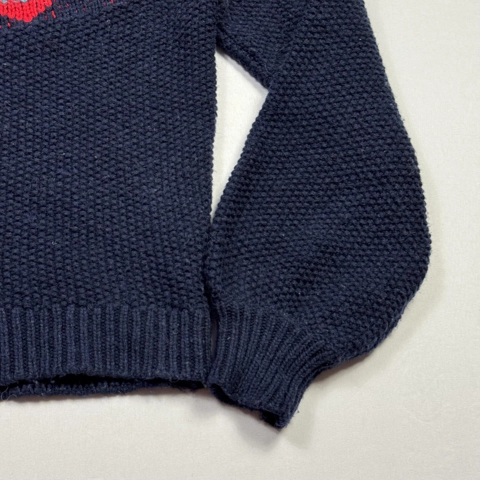 J.Crew Sweater Womens Medium Navy Fair Isle Yoke Crewneck Wool Blend Nordic - Image 3 of 4