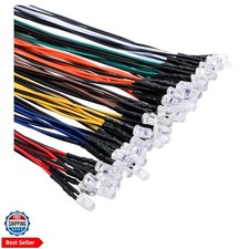 56pcs 7 Colors x 8pcs 12 Volt LED Lights Emitting Diodes Pre Wired DC 12v 5mm...