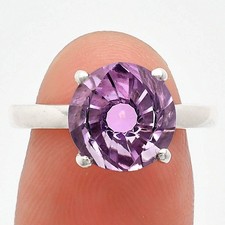 African Amethyst Fancy Cut 925 Sterling Silver Ring Size 8