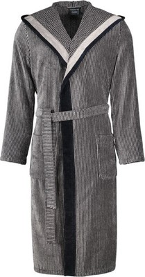 Cawö Herren Kapuze 5841 97 Kapuzenbademantel für Herren natur-schwarz Größe 58