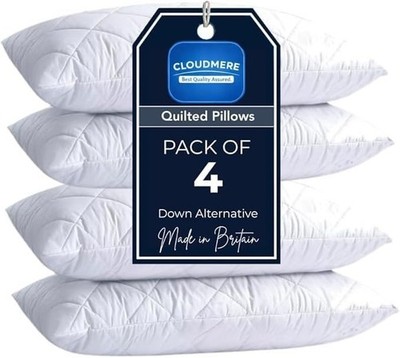 4er Pack Premium Hotel Qualität Kissen - Steppbezug & weiche Hohlfaserfüllung