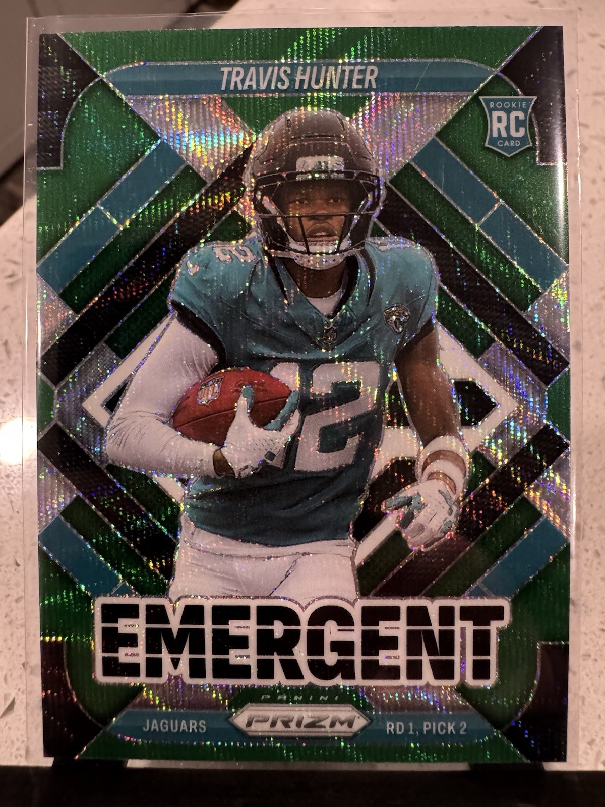 2025 Panini Prizm - Emergent Travis Hunter #12 Green Wave Prizm (RC)
