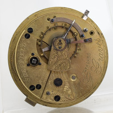 J.G. GRAVES SHEFFIELD NO. 569680 POCKET WATCH MOVEMENT 44.8mm FOR REPAIR LU