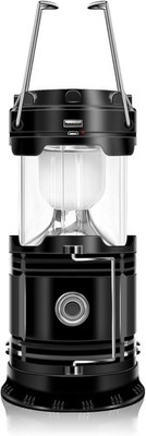Solar Rechargeable Camping Lantern - 1Pc LED Flashlight w/ USB Power Bank