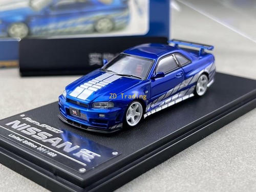 FS 1:64 Blue Skyline GTR R34 Nismo Z-Tune Sports Model Diecast Metal Car - Picture 2 of 10