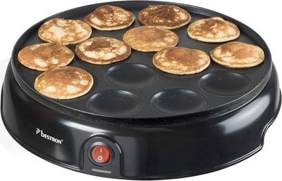 Bestron Poffertjes Maker im Retro Design, Mini Pfannkuchen Automat, mit
