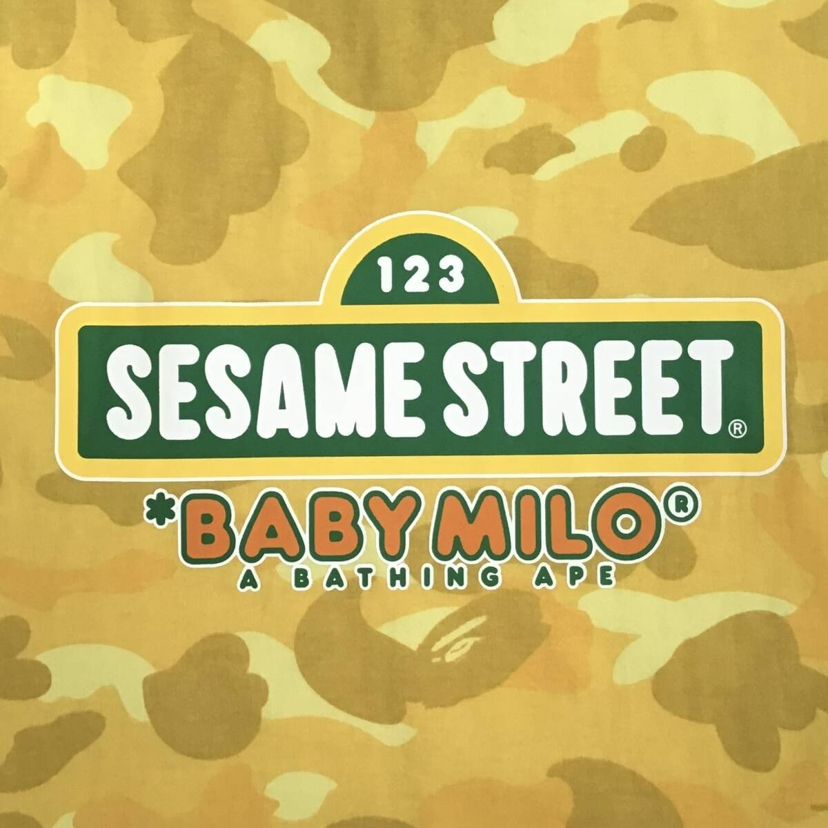 BAPE × SESAME STREET Milo T-shirt ABC camo yellow Big Bird A