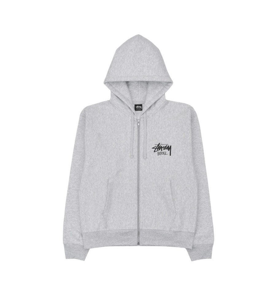 Stussy Seoul  Zip Hoodie Ash Heather Men's  XXL Korea Exclusive, KREAM Verified thumbnail 4
