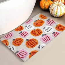 Aldopein Cute Pumpkins Bath Mats Non Slip Washable, Microfiber Tufted Boho Co