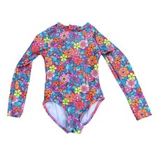Cat Jack Girls Long Sleeve Floral Rash Guard Swimsuit - Multicolor Size XS 4/5