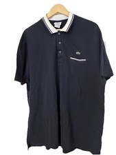 Lacoste Men's 3XL Classic Navy Short Sleeve Polo w/ Stripes, Pocket